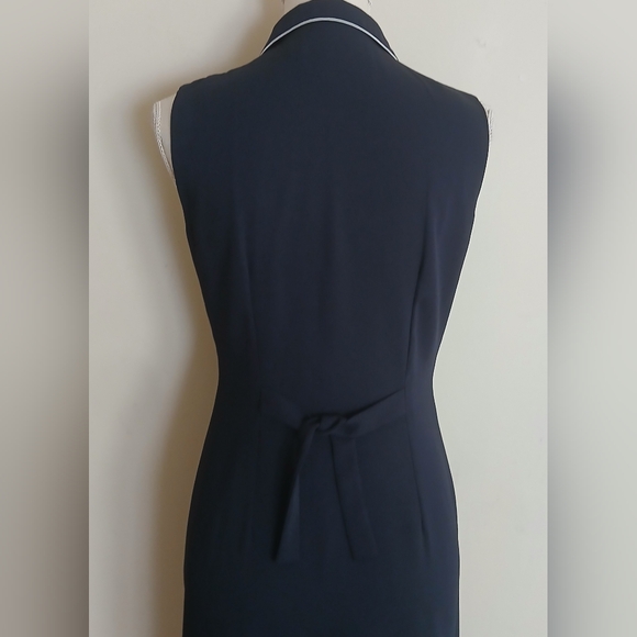 Donna Ricco New York Vintage Petite Navy Blue Sleeveless Button Down Dress - Picture 5 of 7